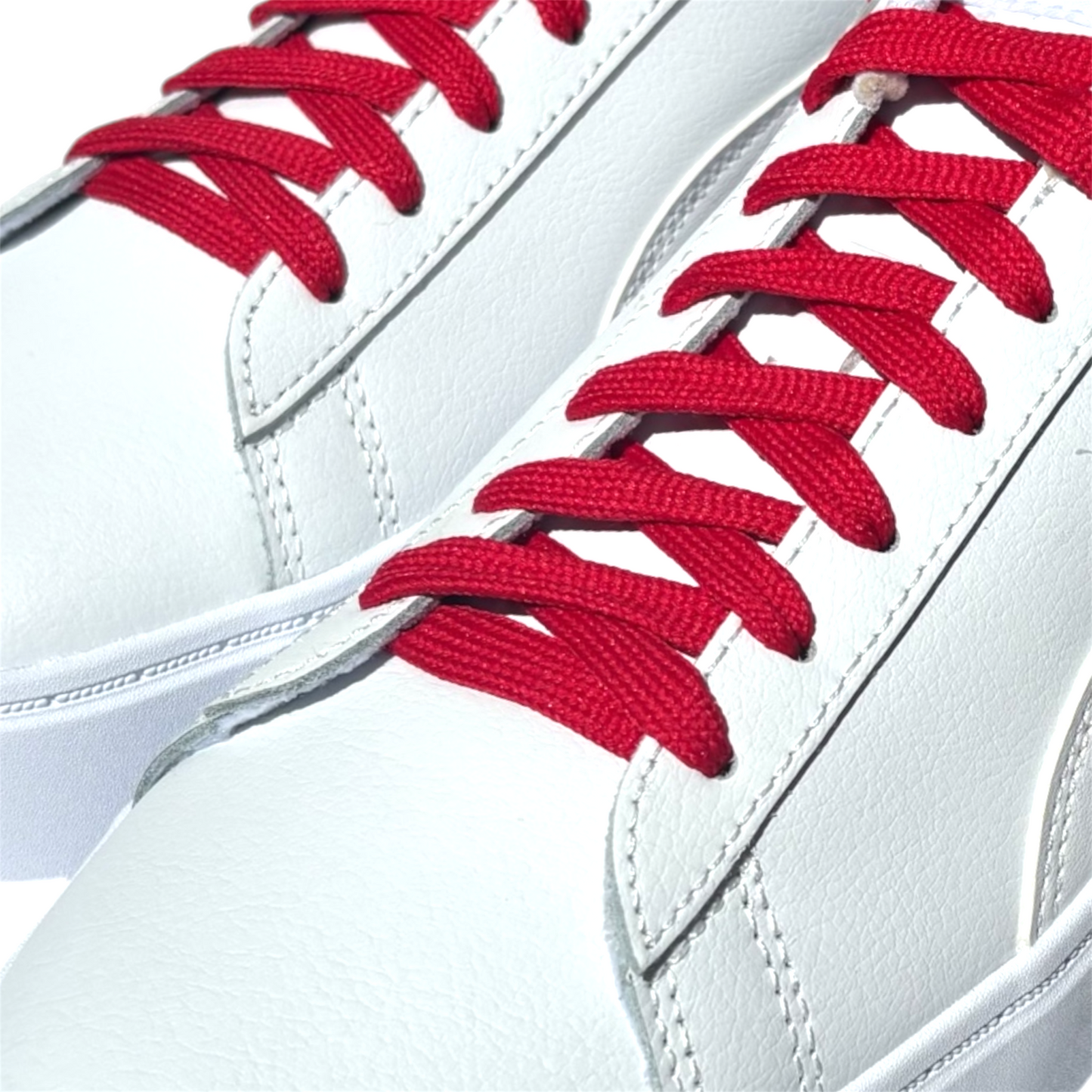 Game Red Shoelaces in white sneakers